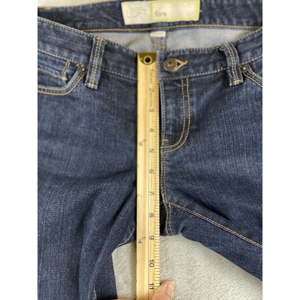 Ann Taylor LOFT Jeans Women's Flare Dark Size 4 Snap Flat Back pockets 30x32 - Picture 8 of 11